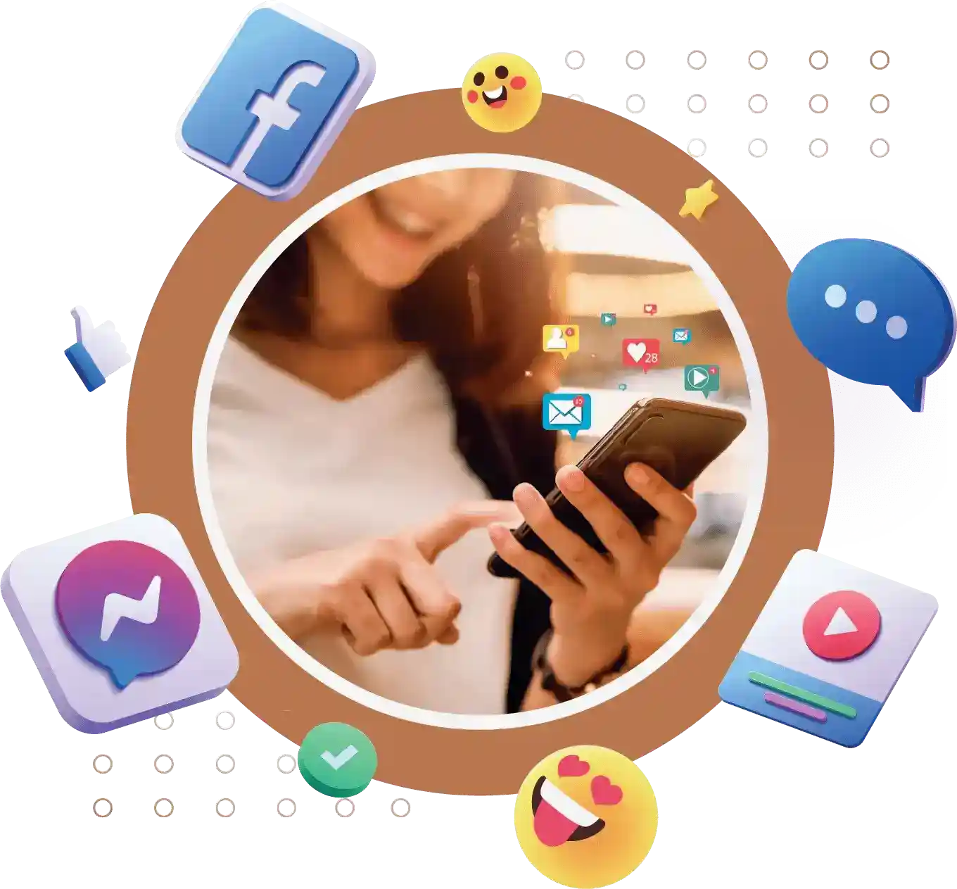 Girl operating social media app- Spy app